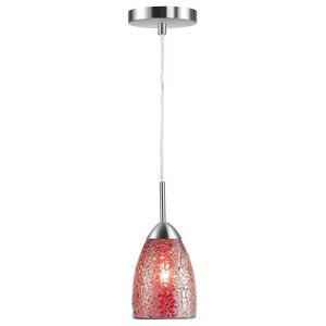 Woodbridge Lighting Venezia 1-Light Glass Mini-Pendant in Nickel/Mosaic Red