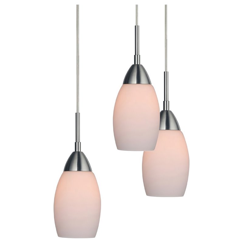 Woodbridge Lighting Venezia 5-Light Glass Chandelier in Satin Nickel/Opal