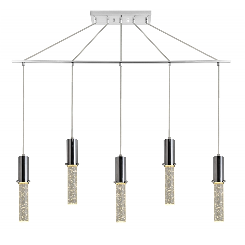 Woodbridge Lighting Pixie 5-Light Glass Linear Pendant in Chrome