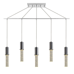 Woodbridge Lighting Pixie 5-Light Glass Linear Pendant in Chrome