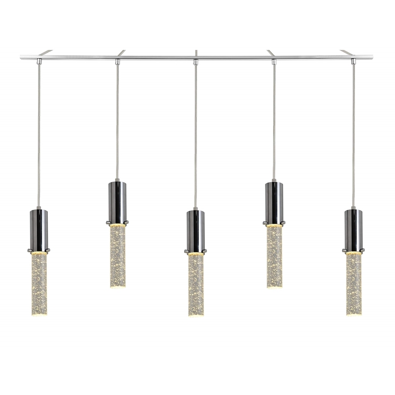 Woodbridge Lighting Pixie 5-Light Glass Linear Pendant in Chrome