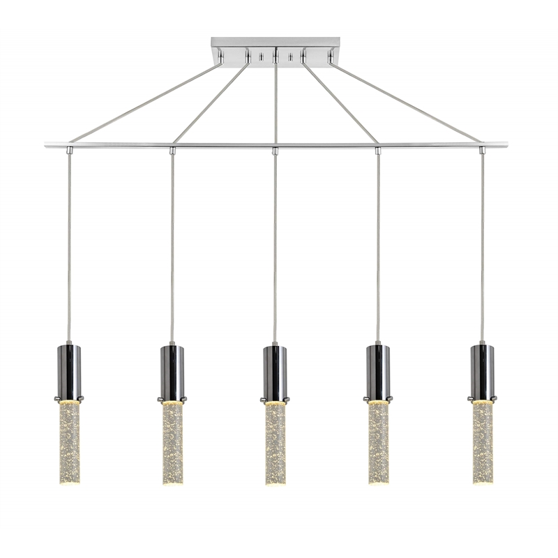 Woodbridge Lighting Pixie 5-Light Glass Linear Pendant in Chrome
