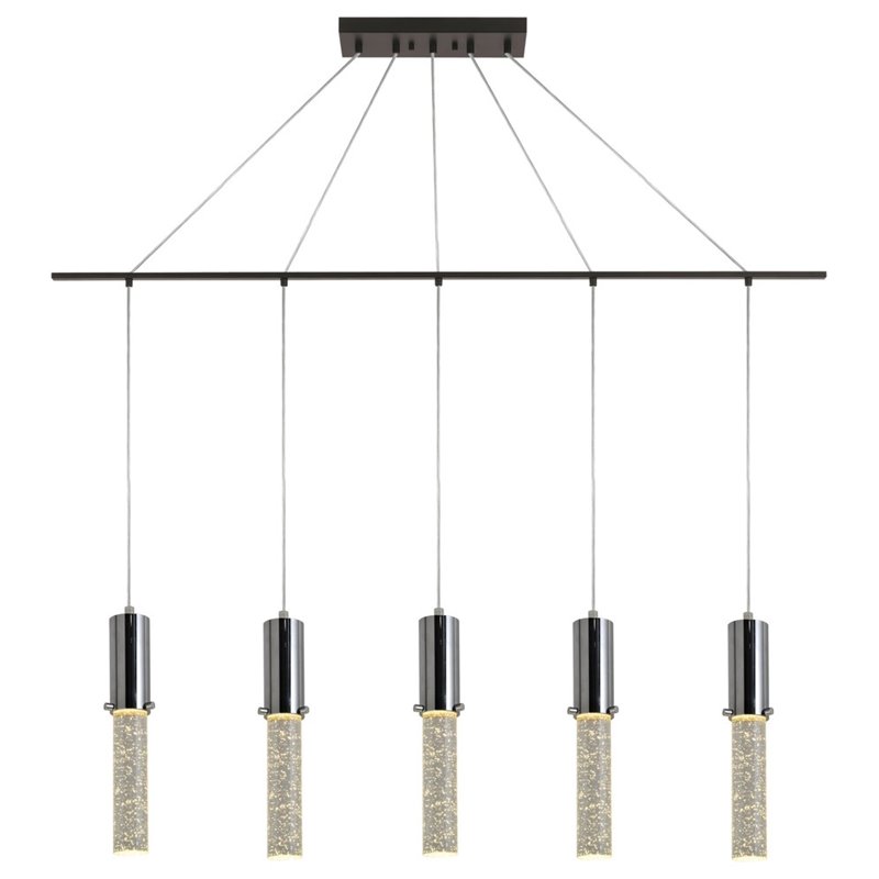 Woodbridge Lighting Pixie 5-Light Glass Linear Pendant in Chrome/Bronze