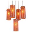 Woodbridge Lighting Pyramid 5-Light Glass Pendant in Satin Nickel/Amber