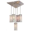 Woodbridge Lighting Pyramid 5-Light Glass Pendant in Satin Nickel/Iridescent