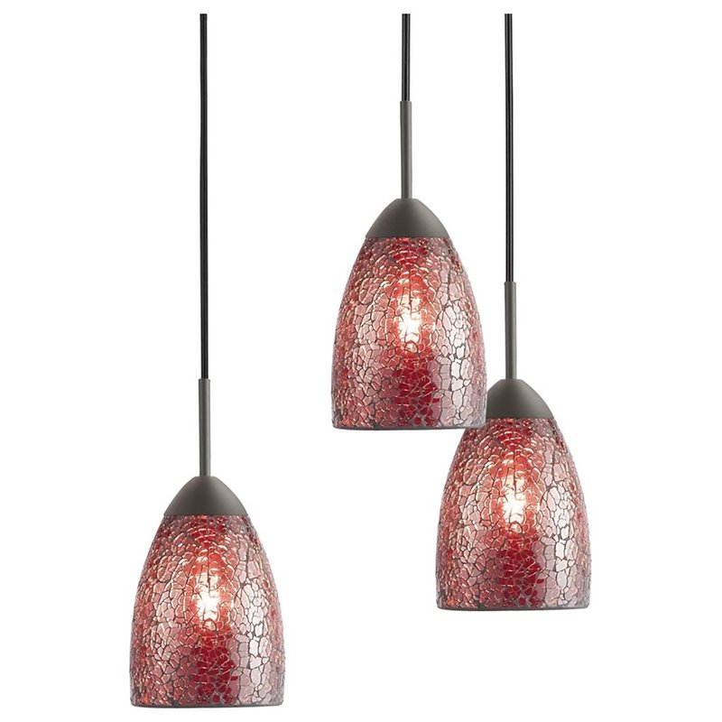Woodbridge Lighting Venezia 5-Light Glass Chandelier in Bronze/Mosaic Red