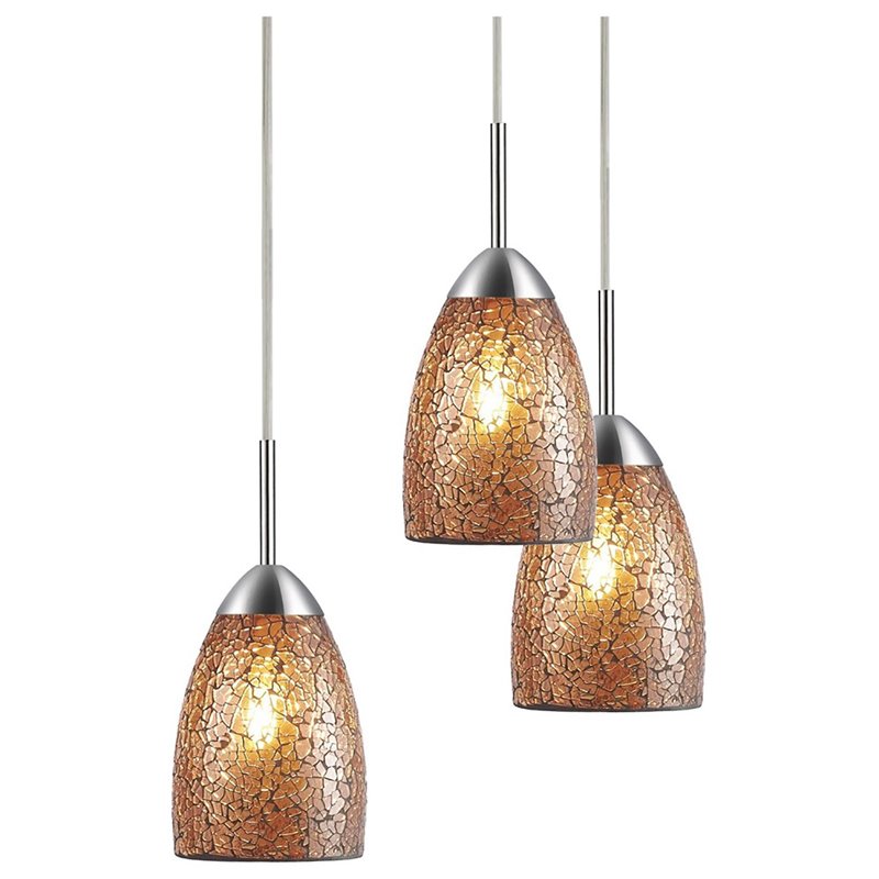 Woodbridge Lighting Venezia 5-Light Glass Chandelier in Nickel/Mosaic Amber