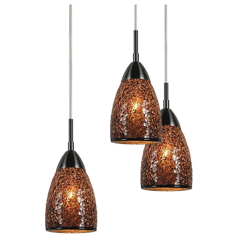 Woodbridge Lighting Venezia 5-Light Glass Chandelier in Nickel/Mosaic Mirror