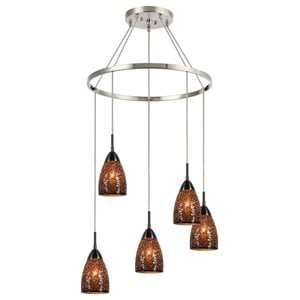 Woodbridge Lighting Venezia 5-Light Glass Chandelier in Nickel/Mosaic Mirror