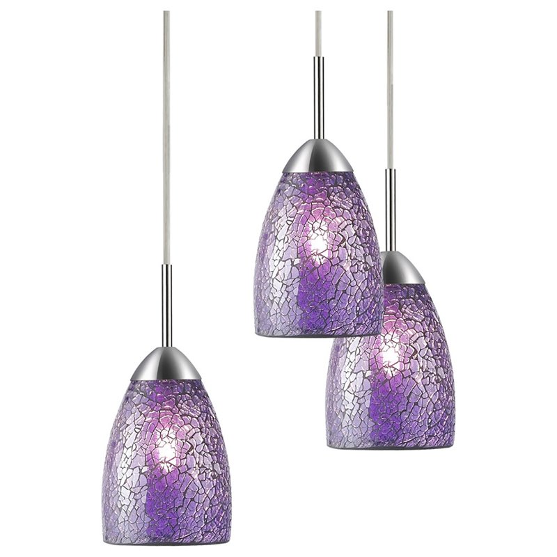 Woodbridge Lighting Venezia 5-Light Glass Chandelier in Nickel/Mosaic Purple