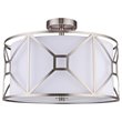 Woodbridge Lighting Regan Medium 3-Light Fabric Semi-Flush Mount in Satin Nickel