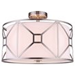 Woodbridge Lighting Regan Medium 3-Light Fabric Semi-Flush Mount in Satin Nickel