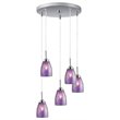 Woodbridge Lighting Venezia 5-Light Glass Cluster Pendant in Nickel/Purple