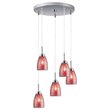 Woodbridge Lighting Venezia 5-Light Glass Cluster Pendant in Nickel/Mosaic Red
