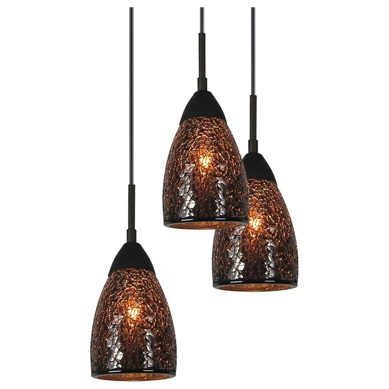 Woodbridge Lighting Venezia 5-Light Glass Cluster Pendant in Bronze/Mirror