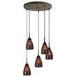 Woodbridge Lighting Venezia 5-Light Glass Cluster Pendant in Bronze/Mirror