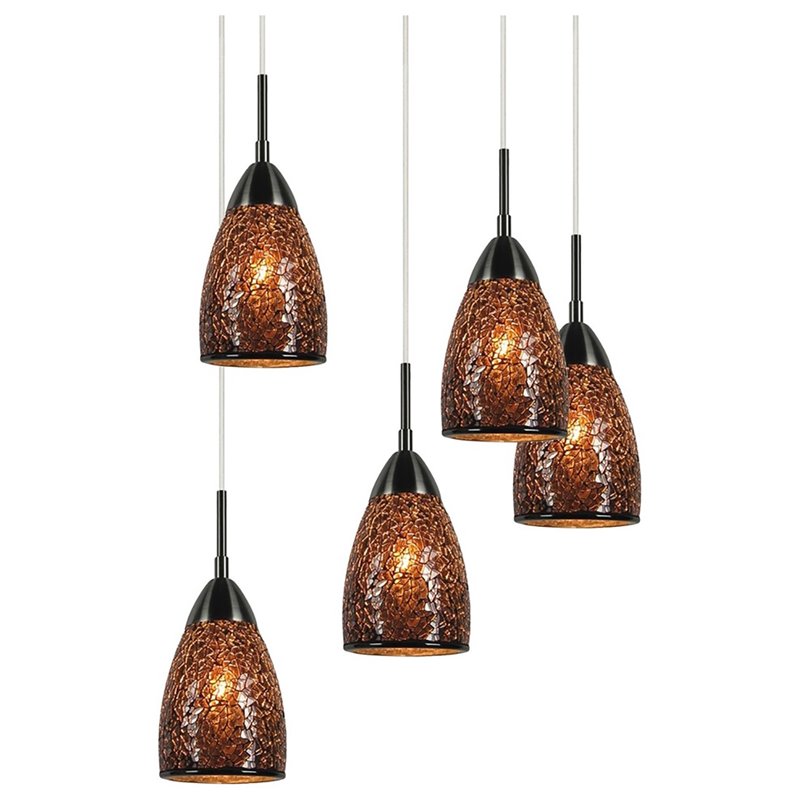 Woodbridge Lighting Venezia 5-Light Glass Cluster Pendant in Nickel/Mirror