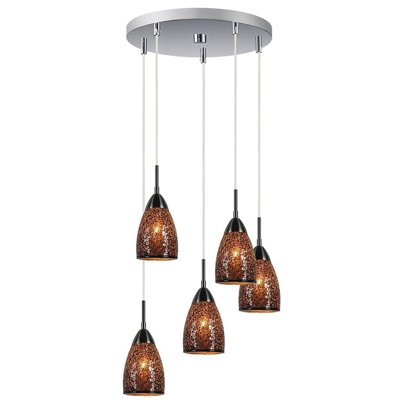 Woodbridge Lighting Venezia 5-Light Glass Cluster Pendant in Nickel/Mirror