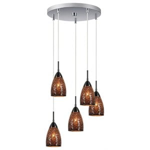 Woodbridge Lighting Venezia 5-Light Glass Cluster Pendant in Nickel/Mirror