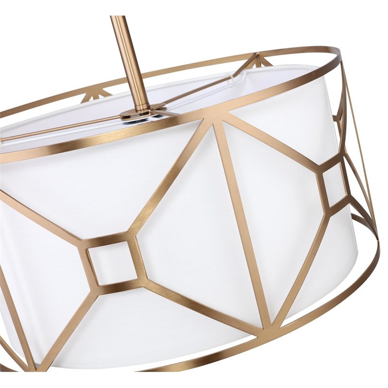 Woodbridge Lighting Regan Medium 3-Light Fabric LED Pendant in Brass