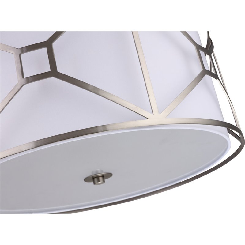 Woodbridge Lighting Regan Medium 3-Light Fabric LED Pendant in Satin Nickel