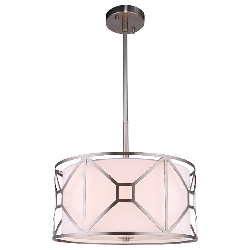 Woodbridge Lighting Regan Medium 3-Light Fabric LED Pendant in Satin Nickel