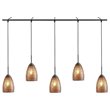 Woodbridge Lighting Venezia 5-Light Glass Linear Pendant in Bronze/Mosaic Amber