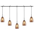 Woodbridge Lighting Venezia 5-Light Glass Linear Pendant in Bronze/Mosaic Amber