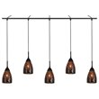 Woodbridge Lighting Venezia 5-Light Glass Linear Pendant in Bronze/Mosaic Mirror