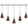 Woodbridge Lighting Venezia 5-Light Glass Linear Pendant in Bronze/Mosaic Mirror