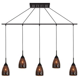 Woodbridge Lighting Venezia 5-Light Glass Linear Pendant in Bronze/Mosaic Mirror