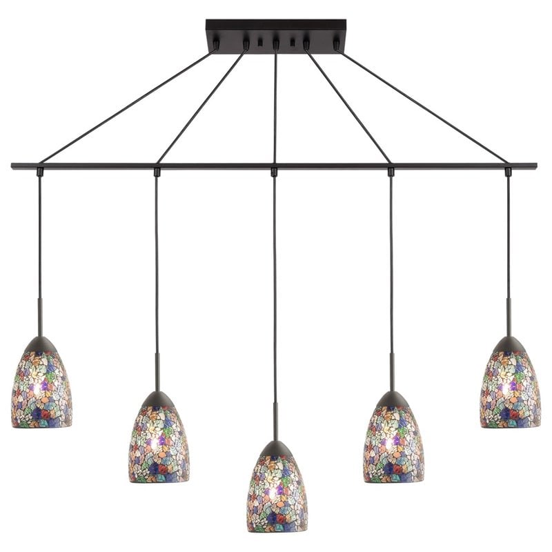 Woodbridge Lighting Venezia 5-Light Glass Linear Pendant in Bronze/Multi-Color