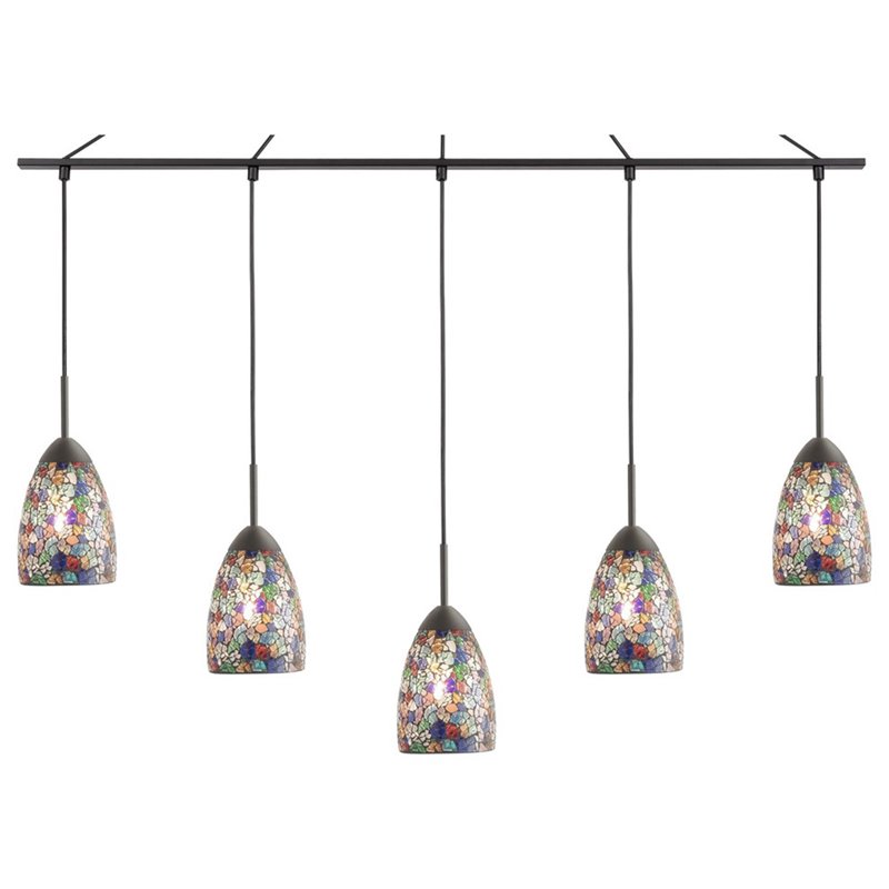 Woodbridge Lighting Venezia 5-Light Glass Linear Pendant in Bronze/Multi-Color
