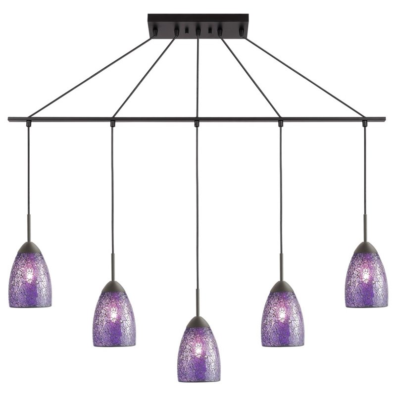 Woodbridge Lighting Venezia 5-Light Glass Linear Pendant in Bronze/Mosaic Purple