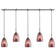 Woodbridge Lighting Venezia 5-Light Glass Linear Pendant in Bronze/Mosaic Red