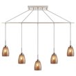 Woodbridge Lighting Venezia 5-Light Glass Linear Pendant in Nickel/Mosaic Amber