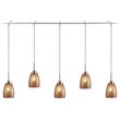 Woodbridge Lighting Venezia 5-Light Glass Linear Pendant in Nickel/Mosaic Amber