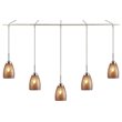 Woodbridge Lighting Venezia 5-Light Glass Linear Pendant in Nickel/Mosaic Amber