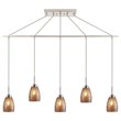 Woodbridge Lighting Venezia 5-Light Glass Linear Pendant in Nickel/Mosaic Amber