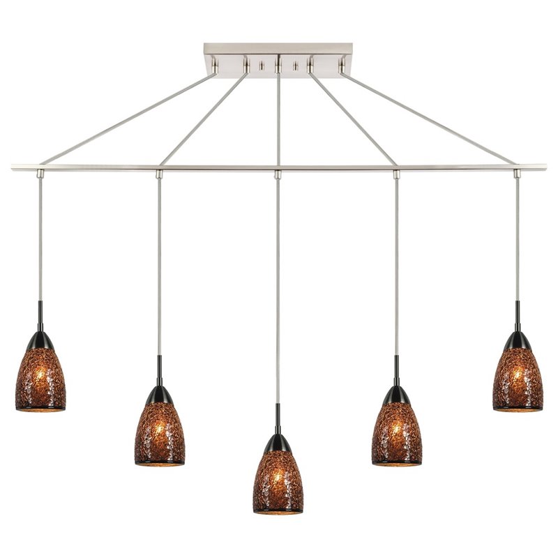 Woodbridge Lighting Venezia 5-Light Glass Linear Pendant in Nickel/Mosaic Mirror