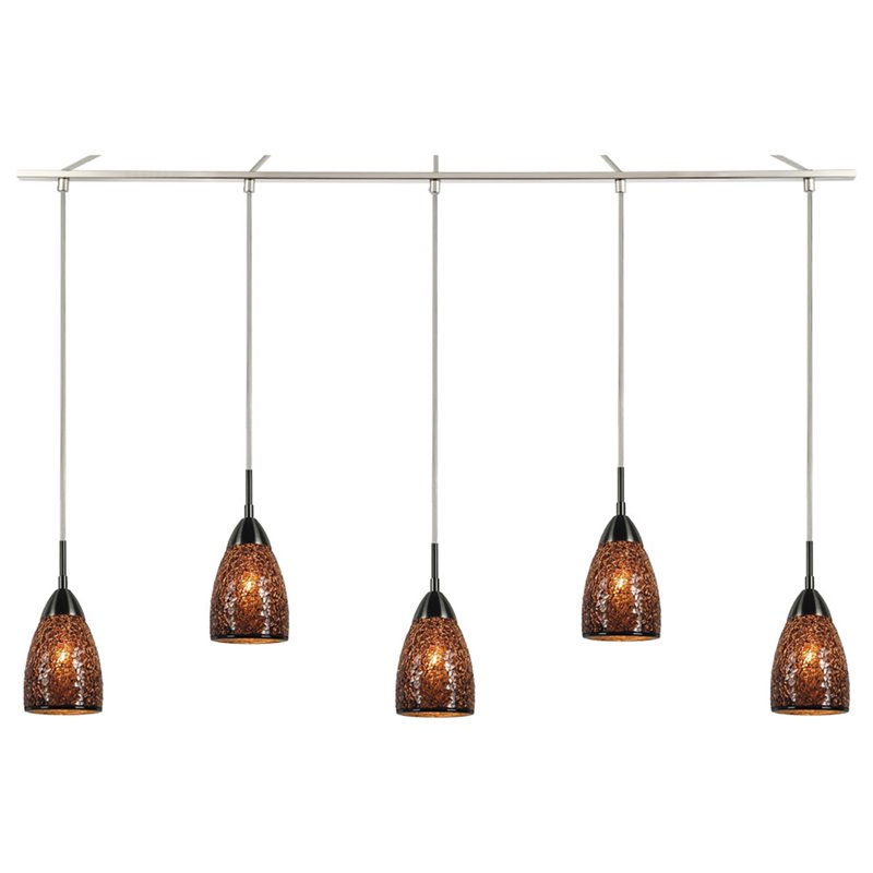 Woodbridge Lighting Venezia 5-Light Glass Linear Pendant in Nickel/Mosaic Mirror