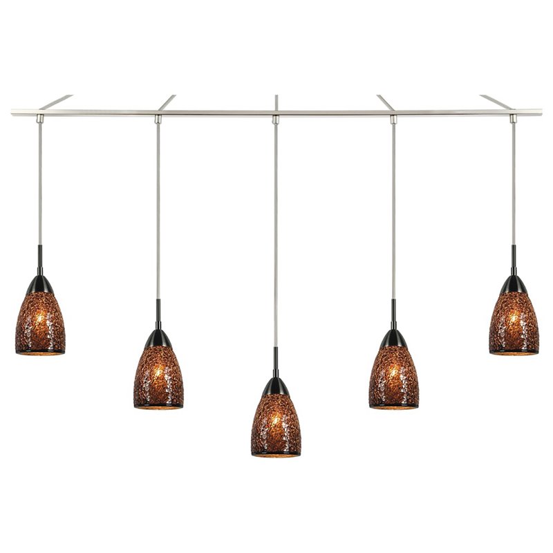 Woodbridge Lighting Venezia 5-Light Glass Linear Pendant in Nickel/Mosaic Mirror