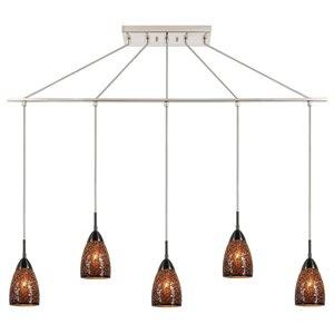 Woodbridge Lighting Venezia 5-Light Glass Linear Pendant in Nickel/Mosaic Mirror