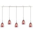 Woodbridge Lighting Venezia 5-Light Glass Linear Pendant in Nickel/Mosaic Red