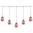 Woodbridge Lighting Venezia 5-Light Glass Linear Pendant in Nickel/Mosaic Red