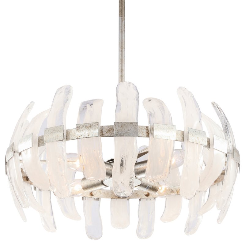 Woodbridge Lighting Vinchenzo 4-Light Glass Chandelier in Aged Silver