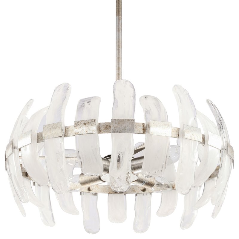 Woodbridge Lighting Vinchenzo 4-Light Glass Chandelier in Aged Silver
