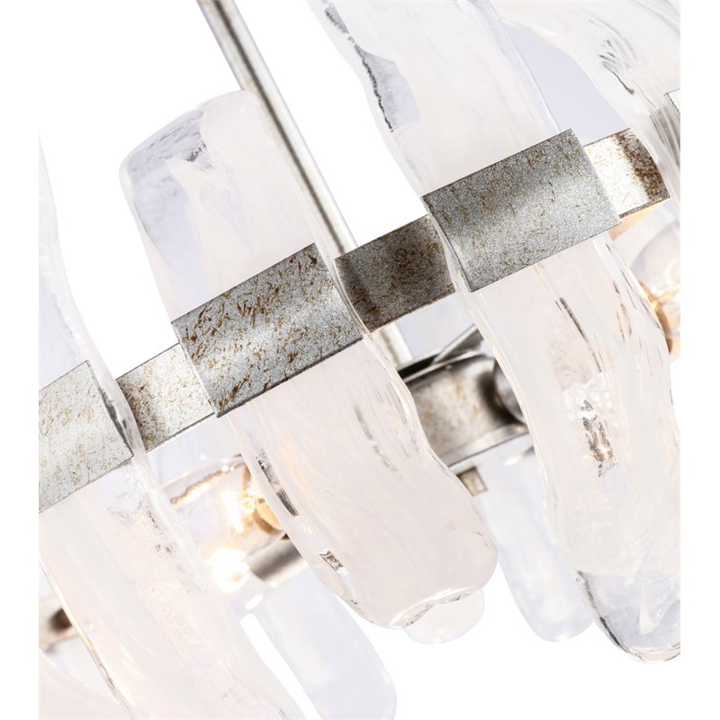 Woodbridge Lighting Vinchenzo 4-Light Glass Chandelier in Aged Silver