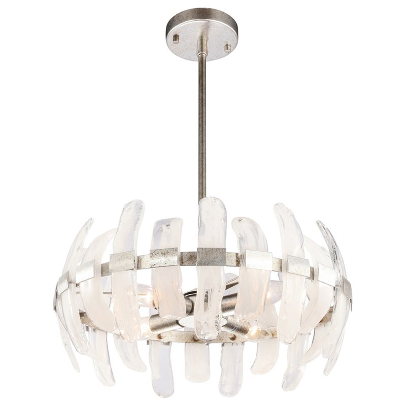 Woodbridge Lighting Vinchenzo 4-Light Glass Chandelier in Aged Silver