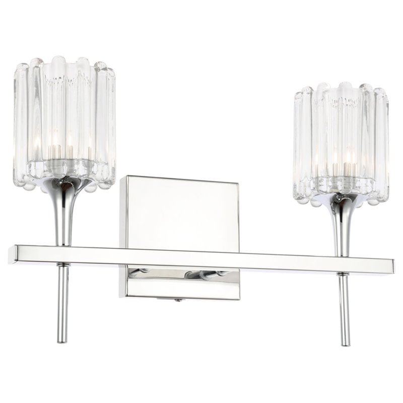 Woodbridge Lighting Regent Park 2Lt Glass Bath Light in Chrome/Petite Swizzle